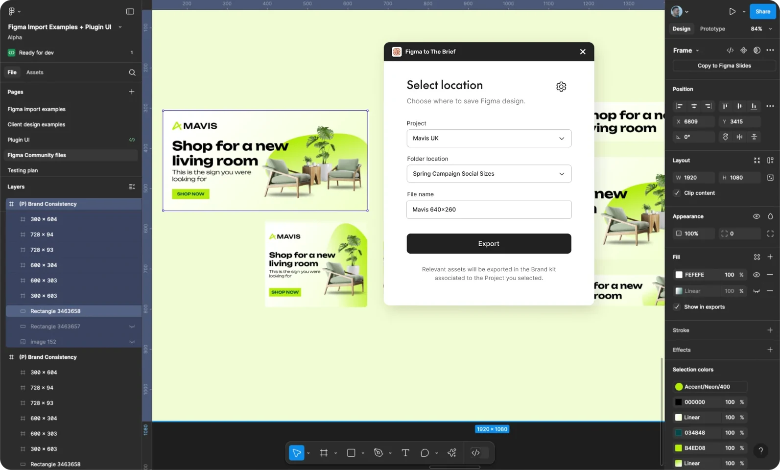 Figma Import Plugin running inside Figma