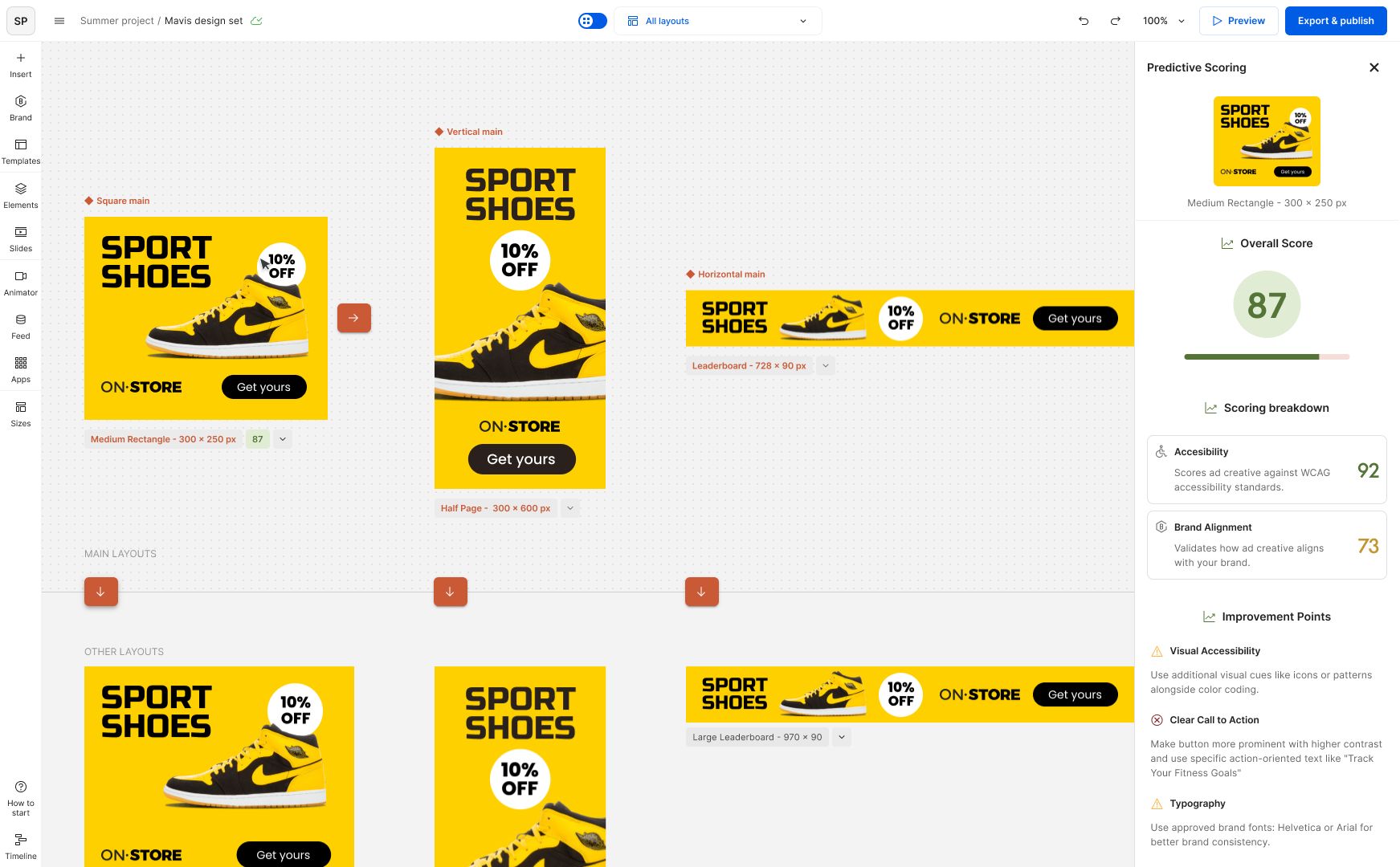 Predictive Scoring active in Ad Studio, the default state once a scan completes